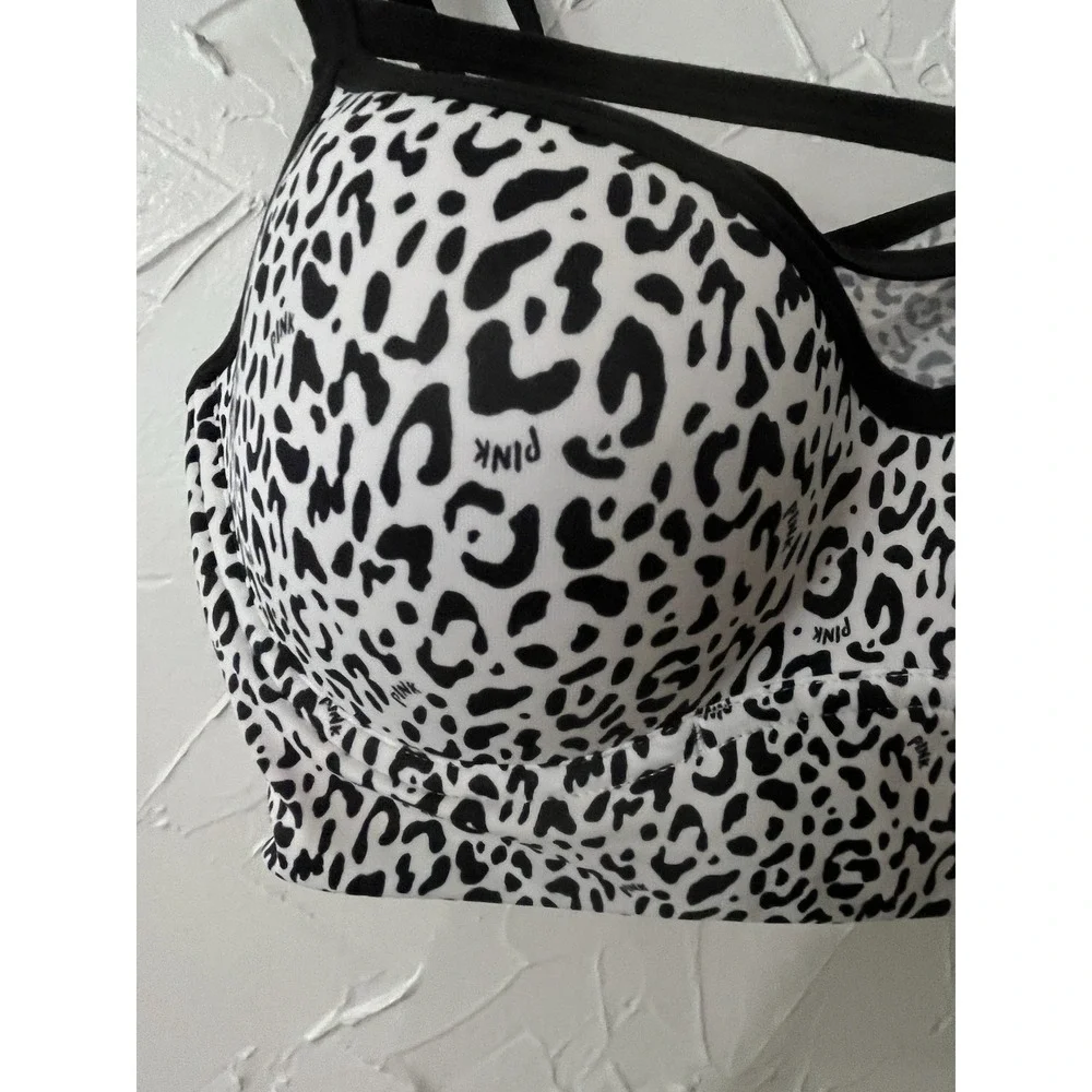 Victoria's Secret PINK Push Up Bralette Women's Large Black White‎ Animal Print